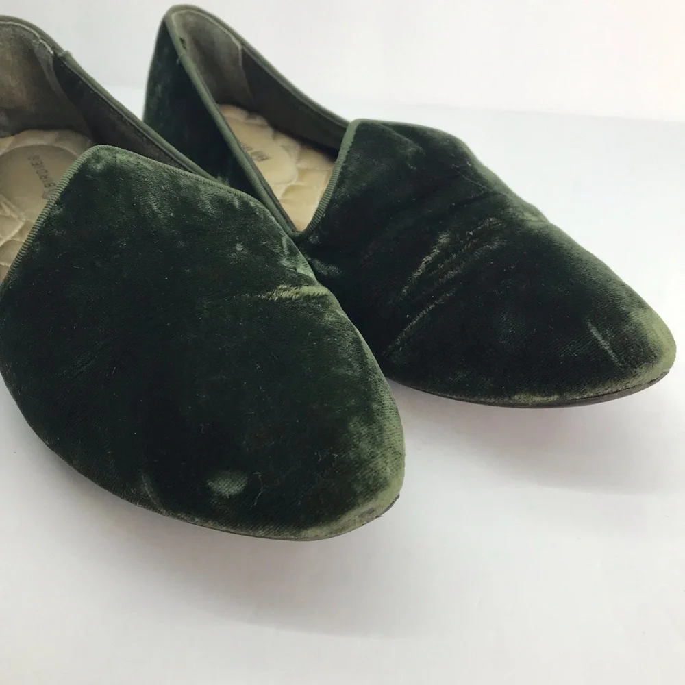 Birdies Women's The Heron Green Plush Velvet Loafers Flats Shoes